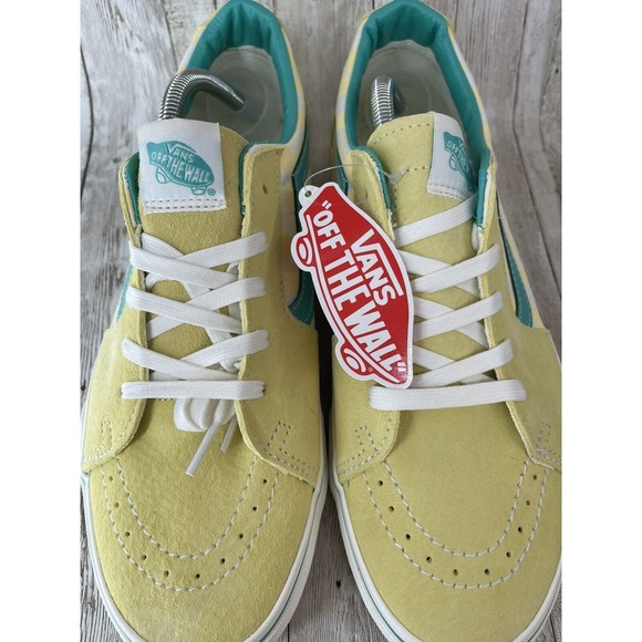 Size 10 - VANS Sk8-Low Checkerboard - Banana Cream “Yellow And Teal Vans” - Picture 4 of 15